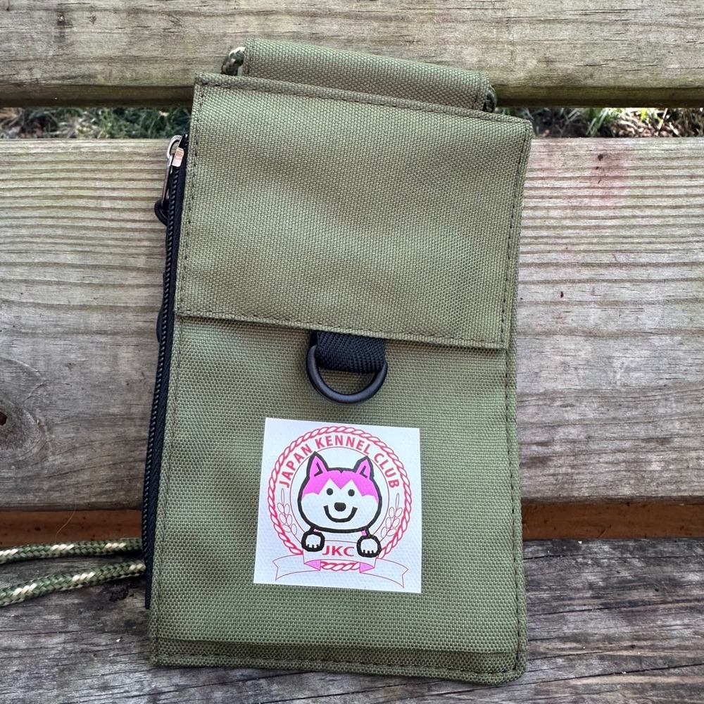 Japan Kennel Club Shiba‎ Inu Olive Green Crossbody Bag Wallet Phone Holder Pouch